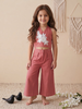 Evanik Pink Pure Khadi Cotton With Patch Work Kids Summer Co-Ord Set - Dista