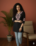 Thumbnail for Jaitra Apparels Women Printed Pure Cotton Straight Kurta (Black)