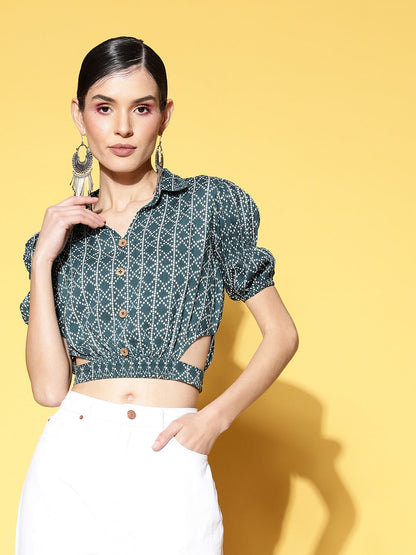 Yufta Geometric Crop Top - Distacart