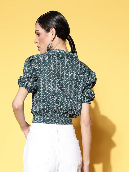 Yufta Geometric Crop Top - Distacart
