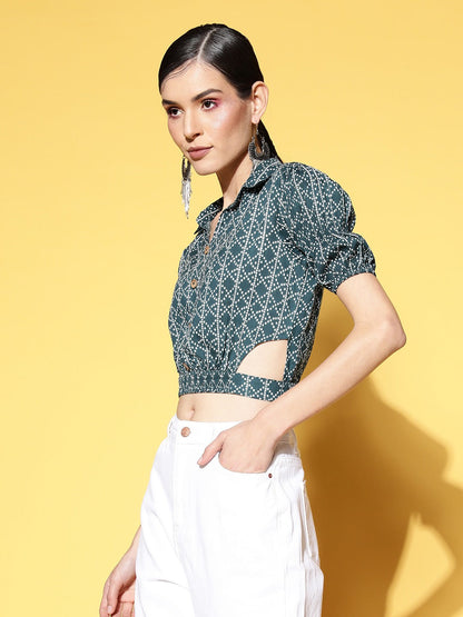 Yufta Geometric Crop Top - Distacart