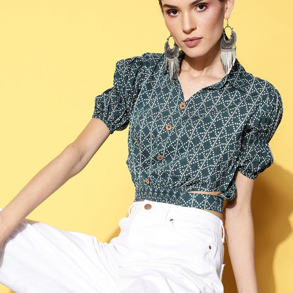 Yufta Geometric Crop Top - Distacart