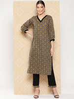 Thumbnail for Yufta Geometric Printed Regular Pure Cotton Kurta with Trousers