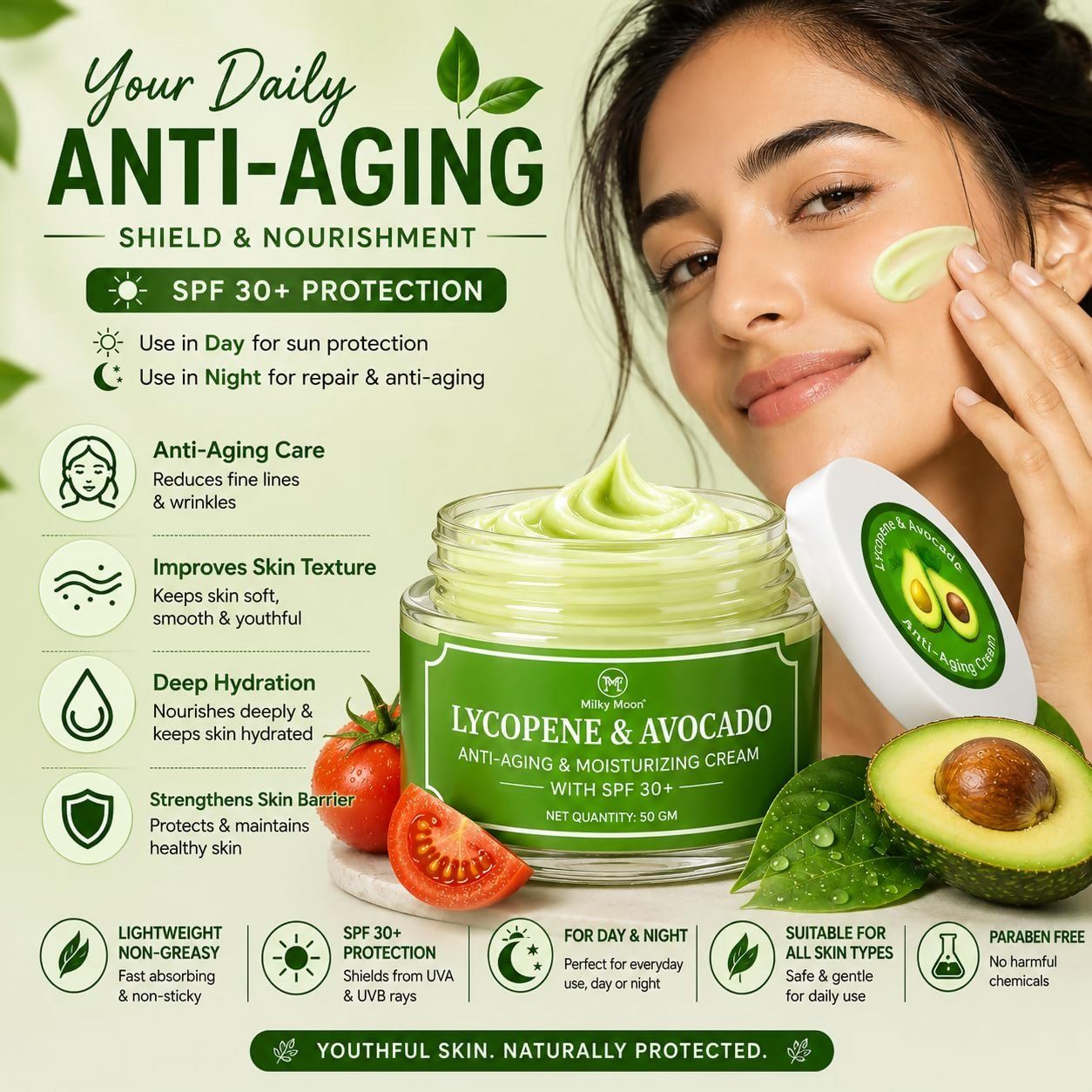 Milky Moon Lycopene & Avocado Anti-Aging & Moisturizing Cream with SPF 30 - Dista