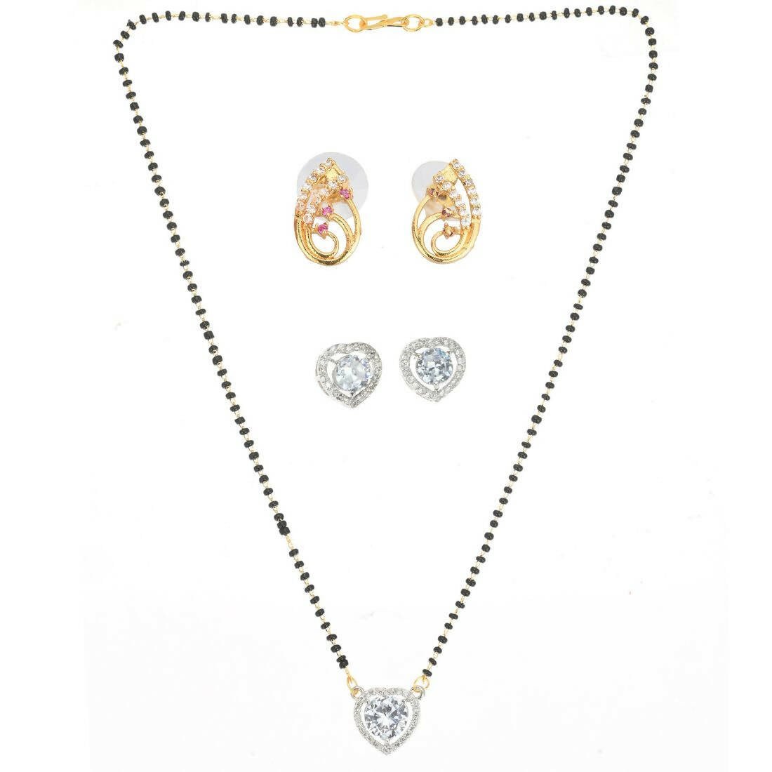 AanyaCentric Gold Plated Mangalsutra with Pendant, 2 Pair Earrings - Distacart