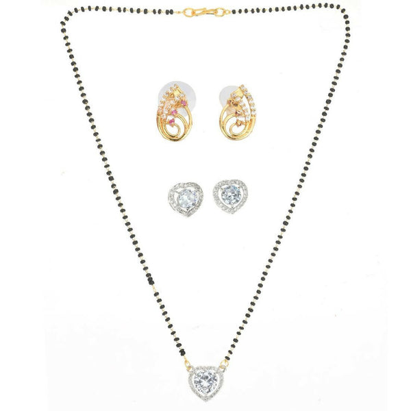 AanyaCentric Gold Plated Mangalsutra with Pendant, 2 Pair Earrings - Distacart