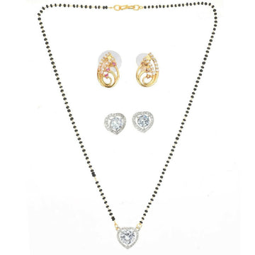 AanyaCentric Gold Plated Mangalsutra with Pendant, 2 Pair Earrings - Distacart