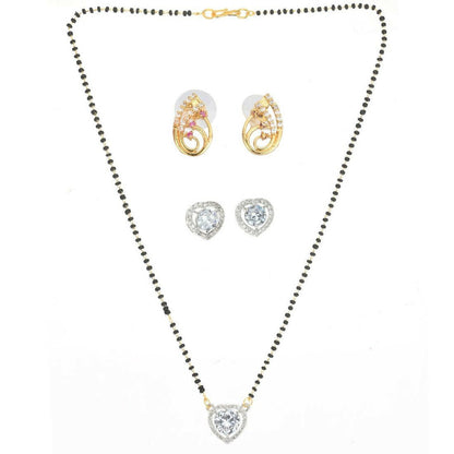 AanyaCentric Gold Plated Mangalsutra with Pendant, 2 Pair Earrings - Distacart
