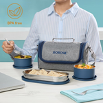 Thumbnail for Borosil Carrymore Microwavable Stainless Steel Lunchbox with Bag - Dista