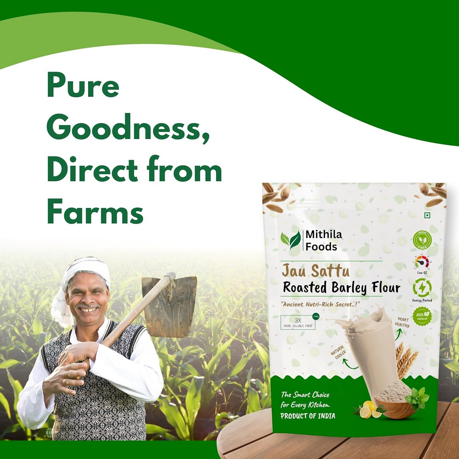 Mithila Foods Jau Sattu High-Fiber Barley Sattu - Distacart