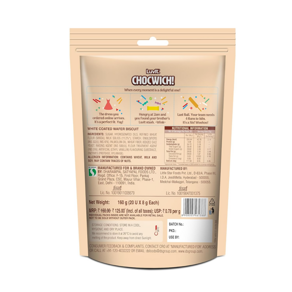 LuvIt. Chocwich White Wafer Chocolates - Distacart