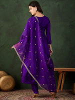 Thumbnail for Sangria Embroidered Kurta & Trouser With Dupatta Kurta Set