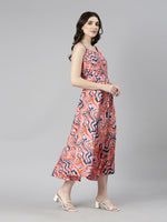 Thumbnail for Souchii Multicolour Abstract Print Fit & Flare Midi Dress