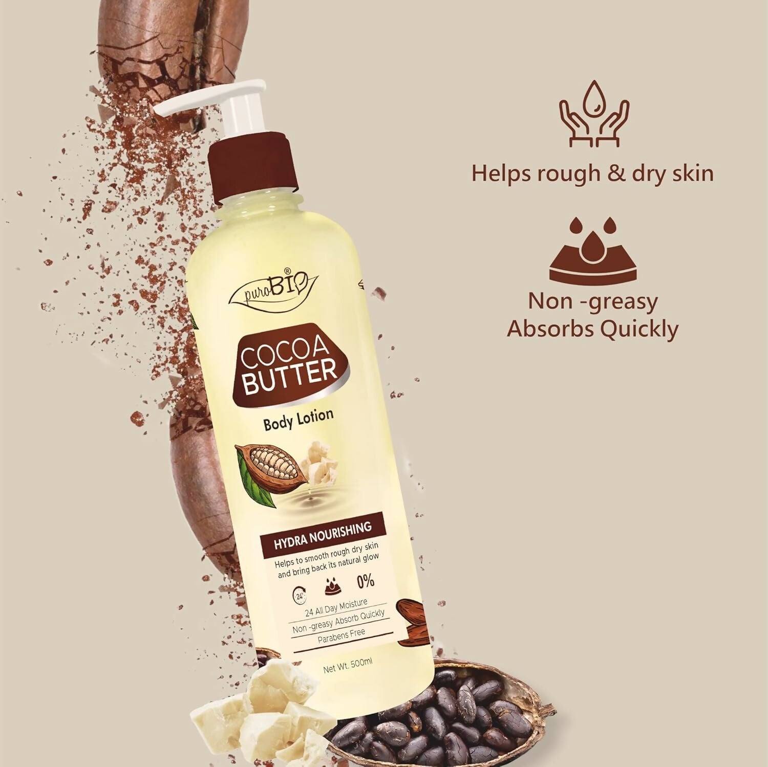 Purobio Cocoa butter Body Lotion with Hydra Nourishing - Distacart