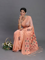 Thumbnail for Astita Linen Cotton Peach Saree