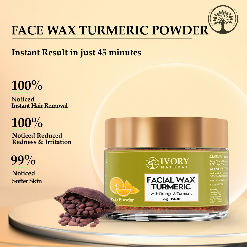 Ivory Natural Facial Wax Powder With Turmeric - Natural Facial Hair Removal Wax For Instant Skin Brightening - Distacart