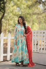 Thumbnail for Aastha Fashion Women's Sky Russian silk Digital Printed Gown with Dupatta - Distacart
