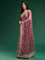 Thumbnail for kasee Floral Embroidered Silk Blend Saree - Distacart