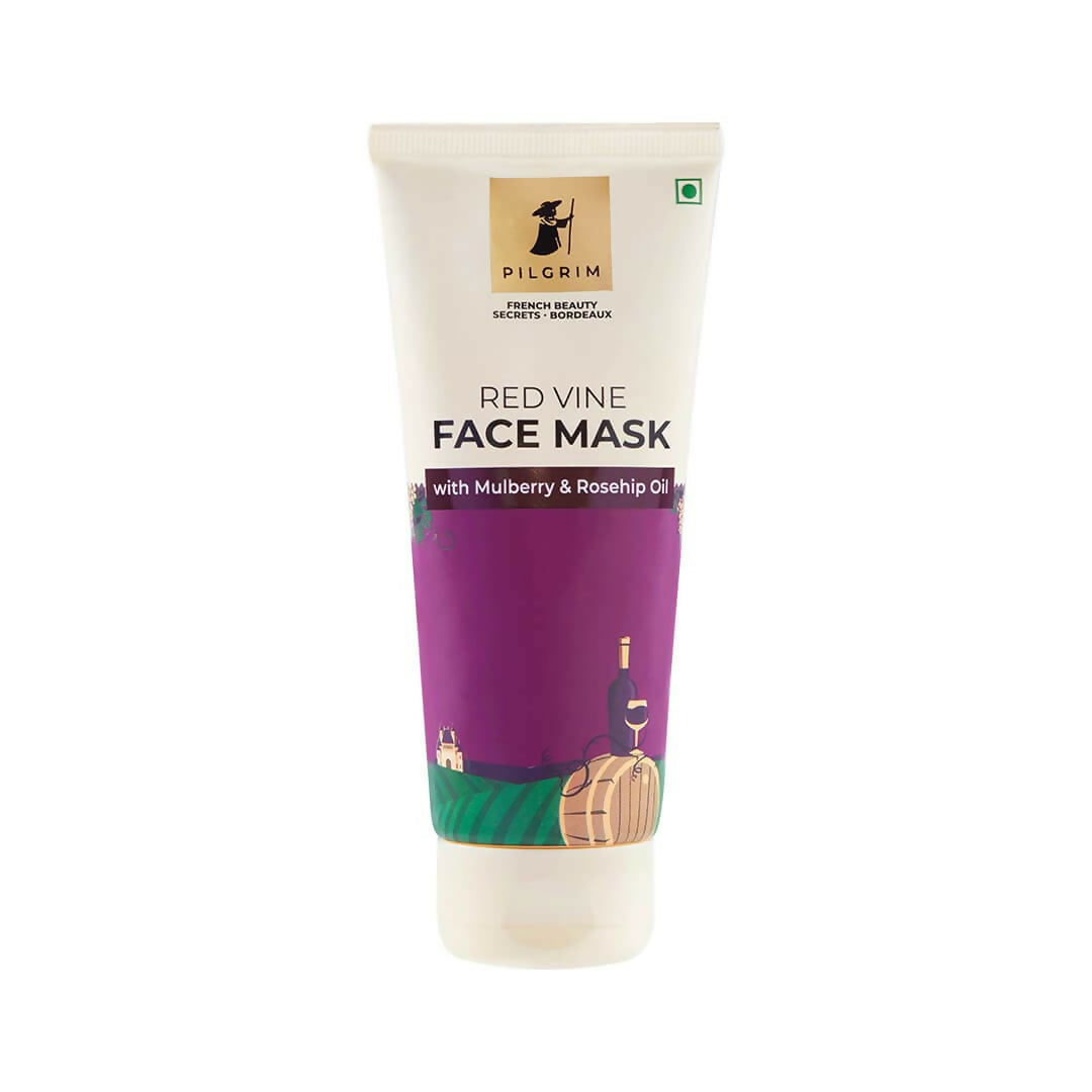 Pilgrim Anti Ageing Red Vine Face Mask with Mulberry Extracts & Rosehip Oil For Glowing Skin, De-Tan, Dark Spots, Blackheads Removal - Distacart