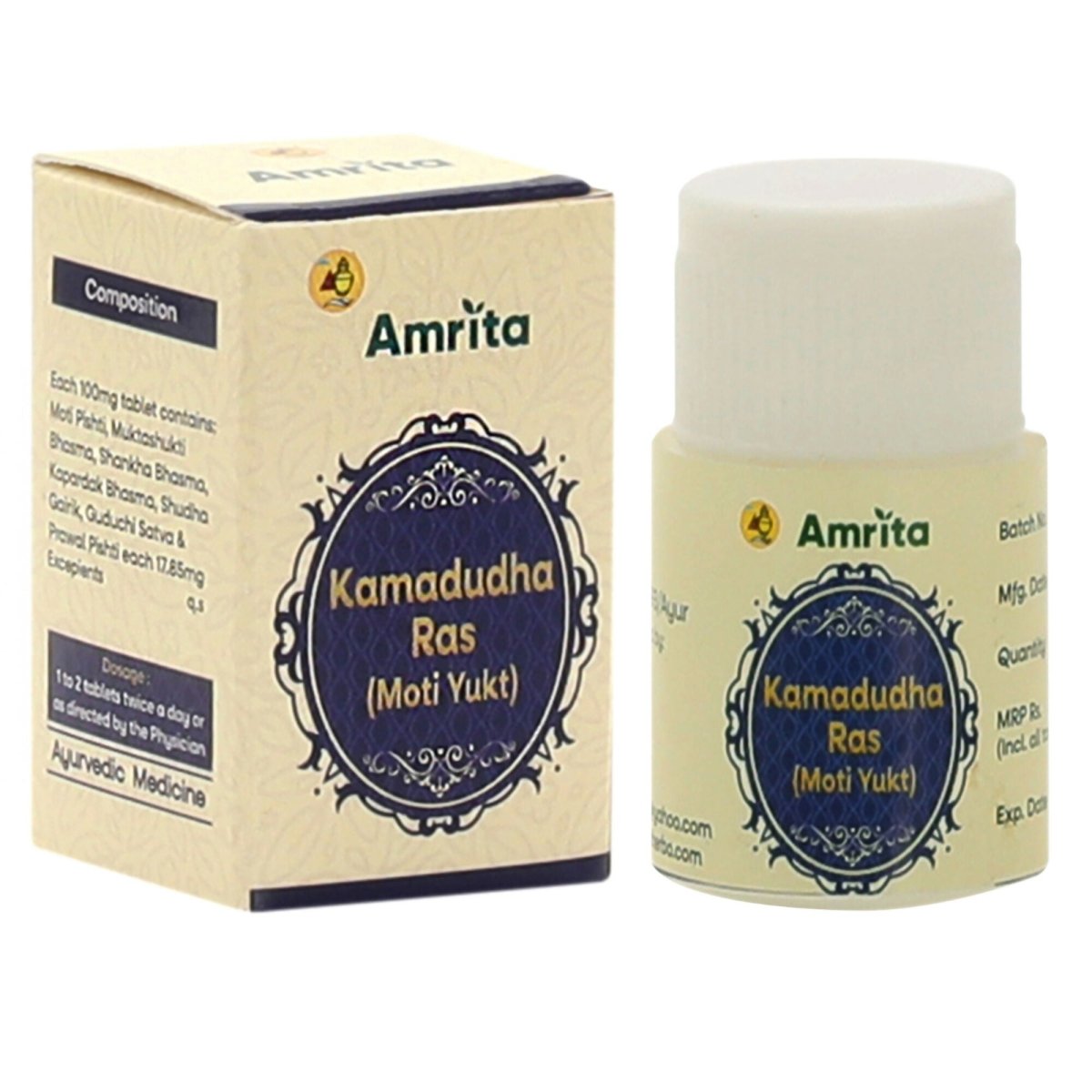 Amrita Kamdudha Ras Moti Tablets - Distacart
