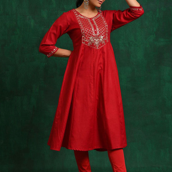 Sangria Embroidered Ethnic Anarkali Kurta - Distacart