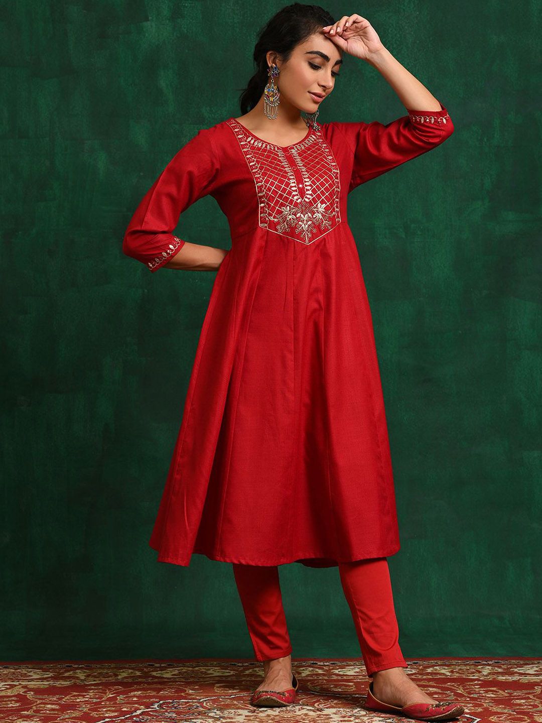 Sangria Embroidered Ethnic Anarkali Kurta - Distacart