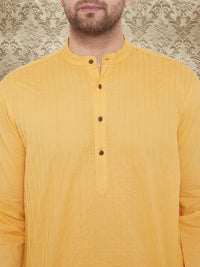 Thumbnail for Even Apparels Men's Pintuck Fancy Yellow Kurta - Distacart