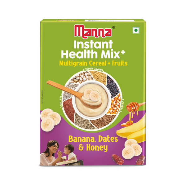 Manna Foods Instant Health Mix Multigrain Cereal + Fruits With Banana, Dates & Honey - Distacart