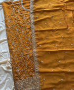 Thumbnail for KC Yellow Silk Straight Suit For Women Heavy Embroidery Work - Dista