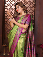 Thumbnail for Aastha Fashion Green Tissue Silk Weaving Saree - Distacart