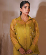 Thumbnail for Timaraa Olive Glow Organza Hand-Embellished Shirt - Dista
