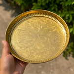 Thumbnail for Pure Source India Handmade Flower Embossed Design Brass Puja Thali - Dista