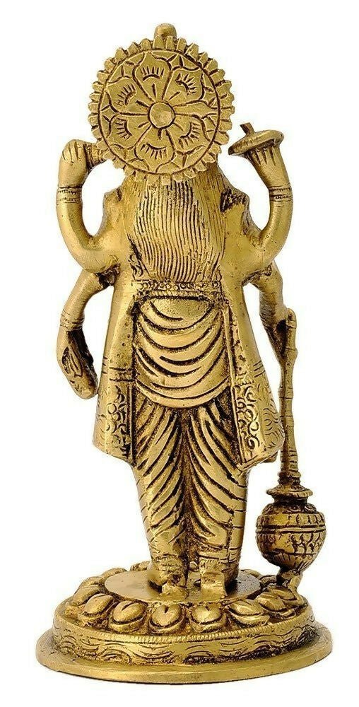 Artvarko Brass Lord Vishnu Narayan Holding Club Brass Statue - Distacart