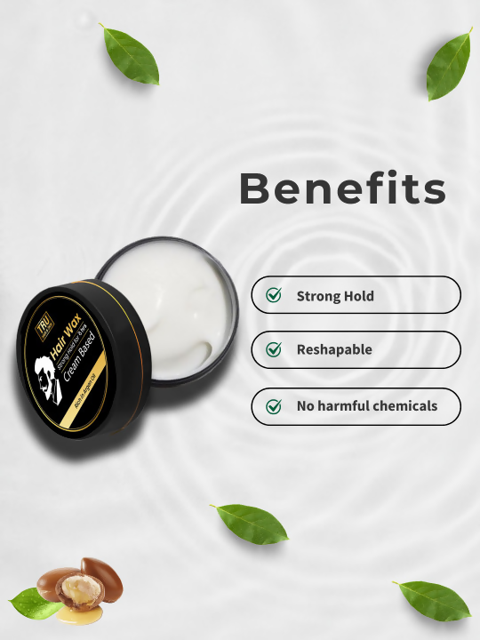 Tru Hair & Skin Strong Hold For 12-Hours Hair Wax Cream with Argan Oil