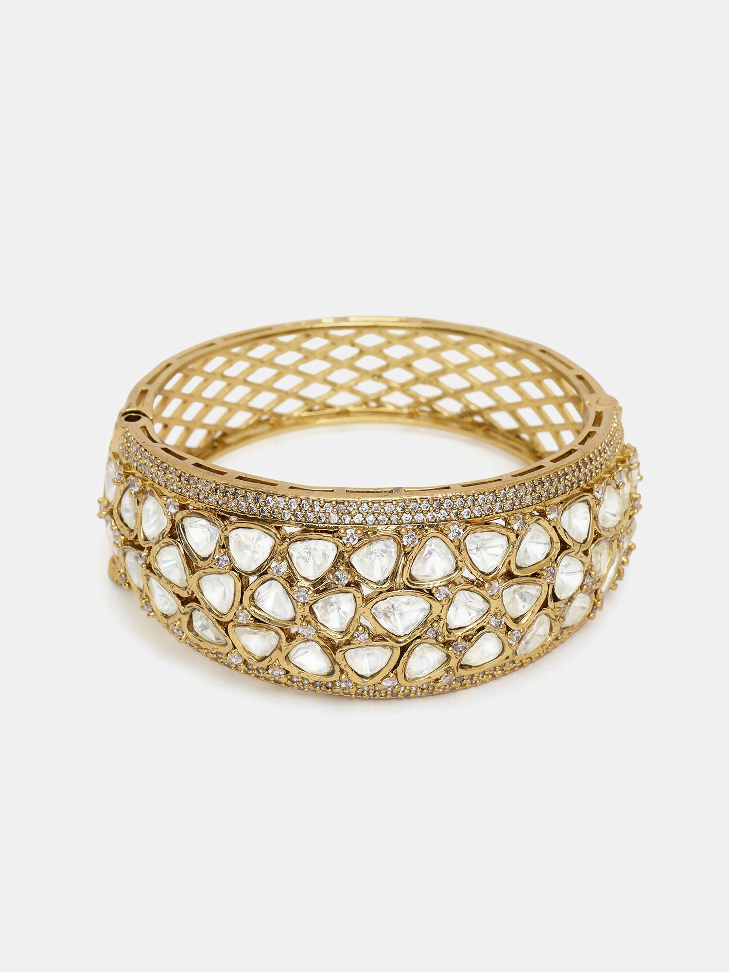 Ruby Raang 22k Gold Polished Kundan Bracelet