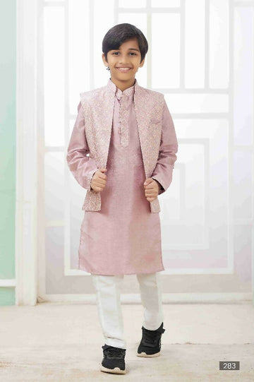 Raivat Ethnic Art Silk Embroidery Work 3 Pics Jacket Set In Onion Pink Colour - Distacart