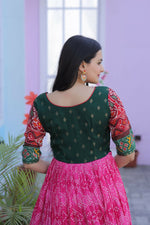 Thumbnail for Jyoti Fashion Women's Pink Patola with Foil Print Dola Silk Anarkali Dress - Distacart