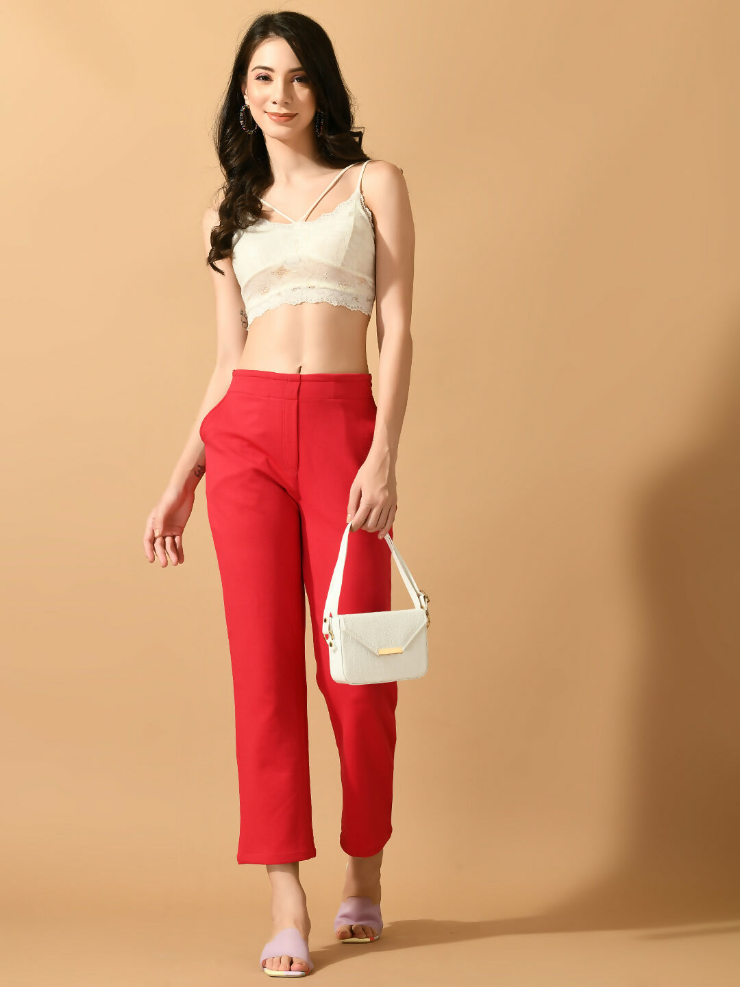 Myshka Women's Pink Straight Fit Party Trouser - Distacart