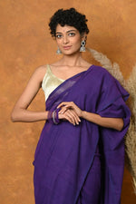 Thumbnail for Very Much Indian Pure Mul Cotton Handloom Saree - Purple - Distacart