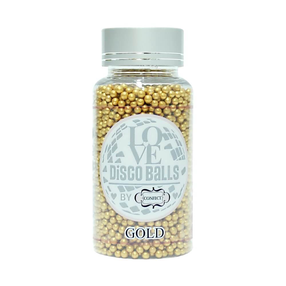 confect gold disco balls sprinkles 3 mm 120 gms