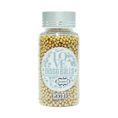 confect gold disco balls sprinkles 3 mm 120 gms