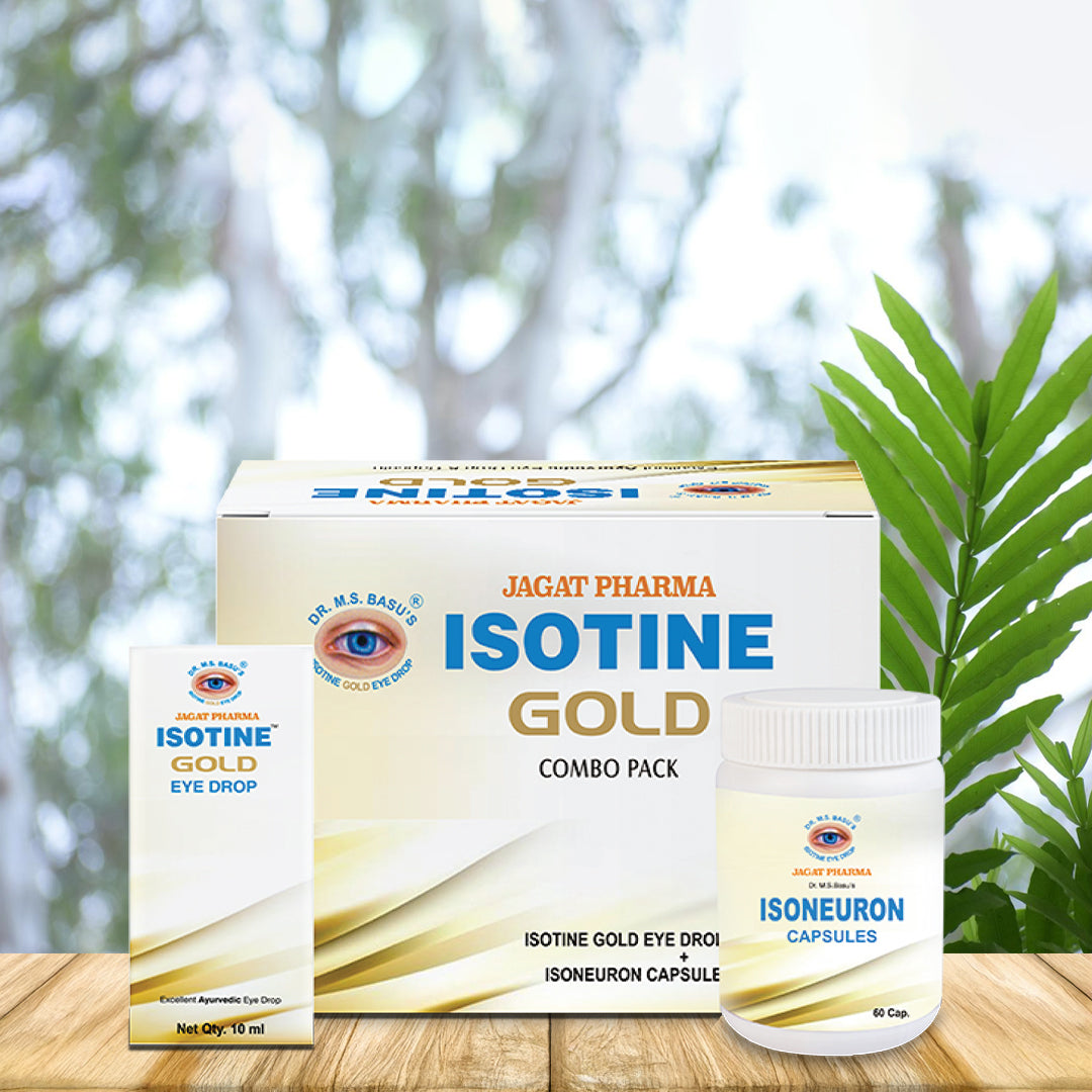 Jagat Pharma Isotine Gold Eye Drops & Capsules - Empowering Vision's Strength