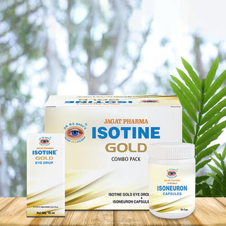 Jagat Pharma Isotine Gold Eye Drops & Capsules - Empowering Vision's Strength
