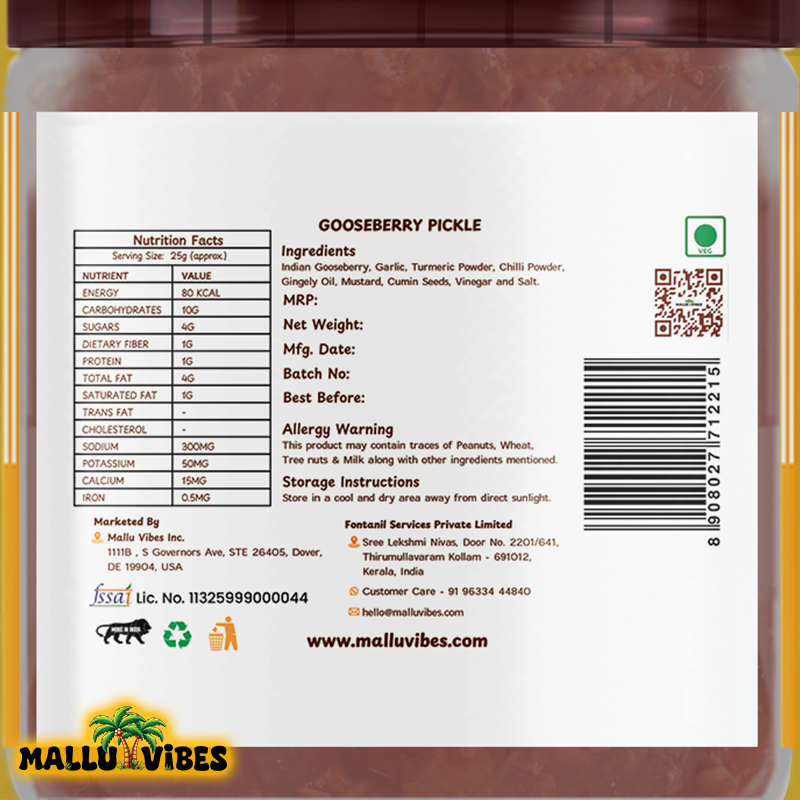 Mallu Vibes Home Made Gooseberry Pickle