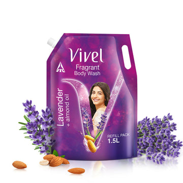 Vivel Fragrant Body Wash Lavender & Almond Oil Shower Gel Supersaver XL Refill Pouch - Distacart