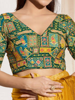 Thumbnail for Joban Fashion Bottle Green Viscose Rayon Padded Blouse With V Neck Elbow Sleeves - Distacart