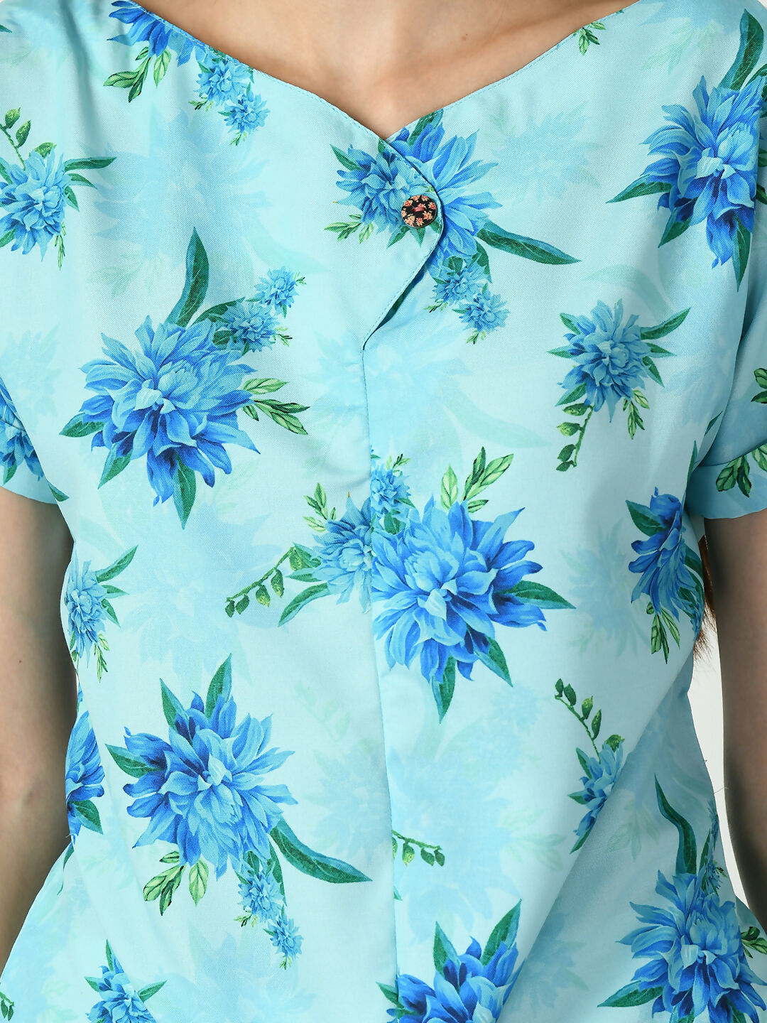 Myshka Women's Blue Printed Top - Distacart