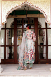 Thumbnail for Vaasva Women Maroon Muslin Floral Printed Alia Cut Kurta, Pant & Dupatta set - Distacart