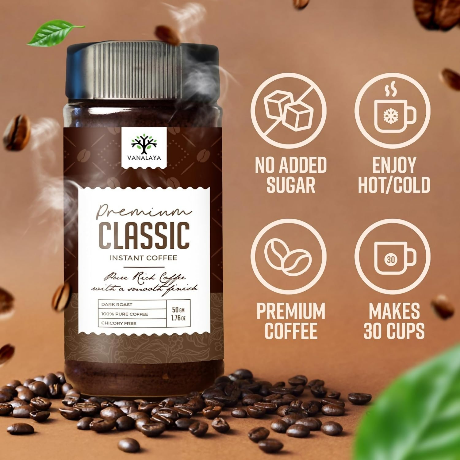 Vanalaya Premium Classic Instant Coffee Black Coffee Powder