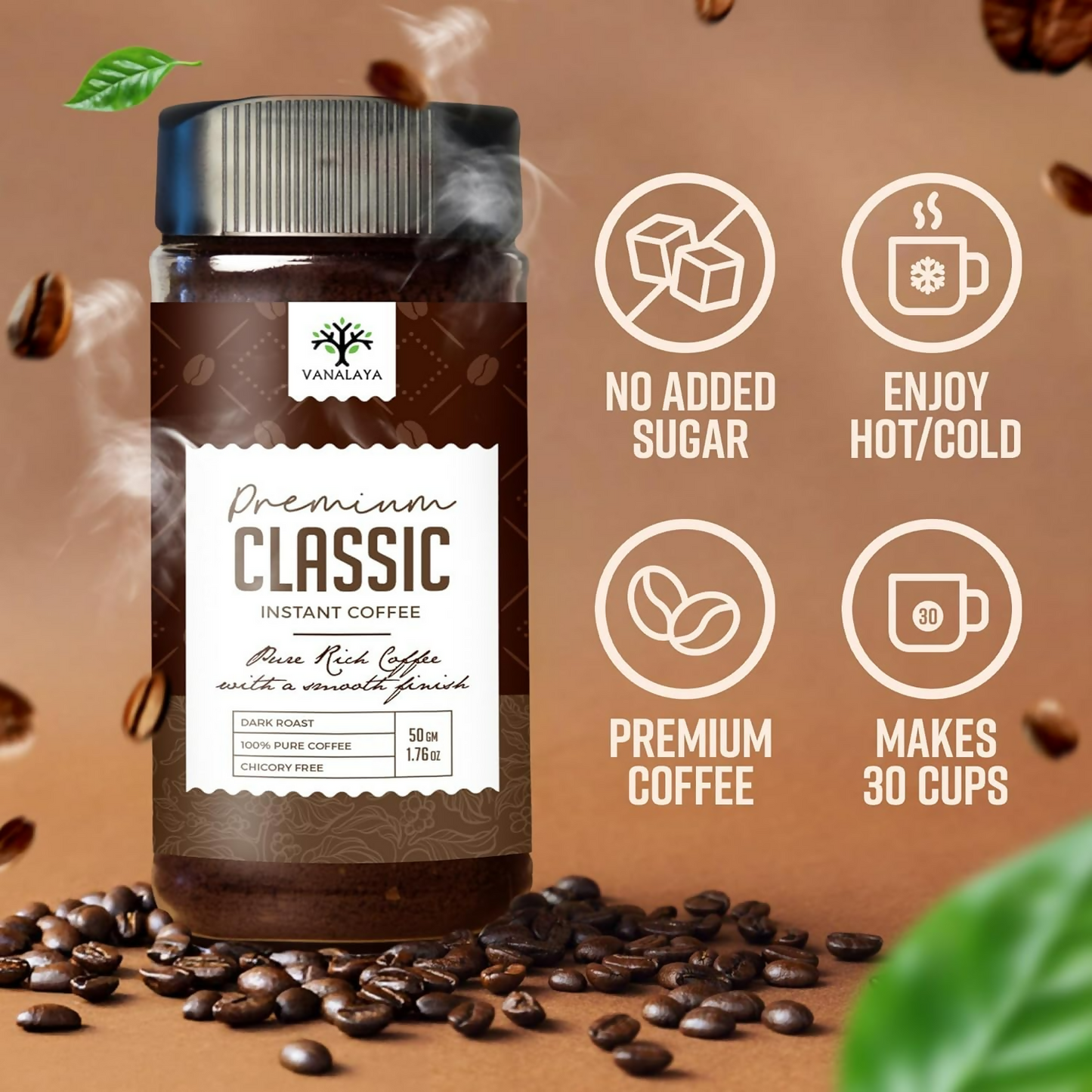 Vanalaya Premium Classic Instant Coffee Black Coffee Powder - Distacart